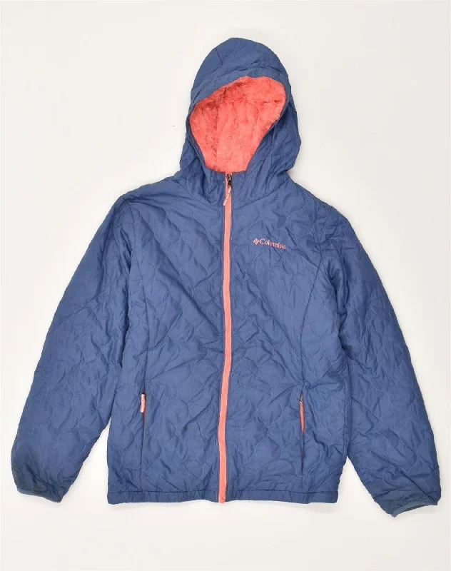 men's wool jackets -COLUMBIA Girls Sherpa Hooded Quilted Jacket 15-16 Years Large Blue