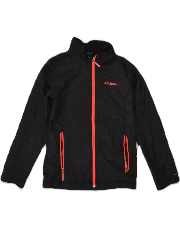 men's outerwear jackets for hiking -COLUMBIA Girls Windbreaker Jacket 10-11 Years Black Polyester