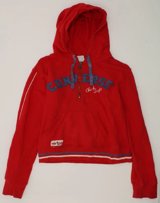 men's warm winter hoodies -CONVERSE Boys All Star Graphic Zip Neck Hoodie Jumper 11-12 Years Red