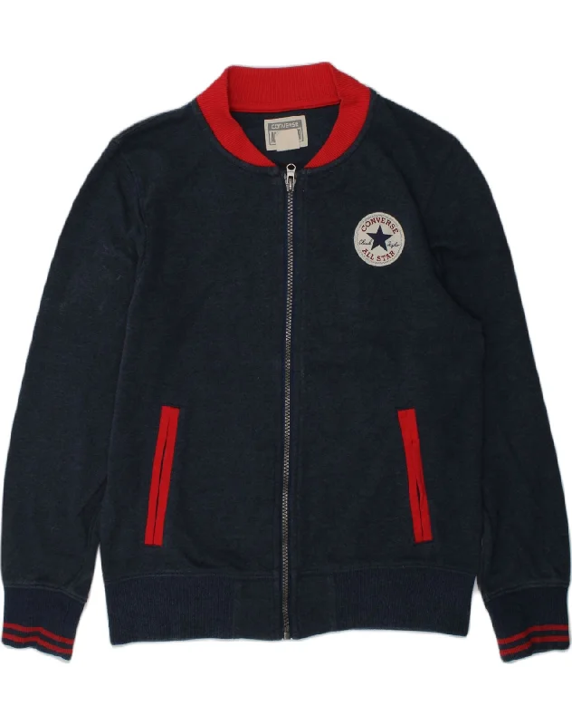 men's classic jackets -CONVERSE Boys Tracksuit Top Jacket 10-11 Years Medium Navy Blue Cotton