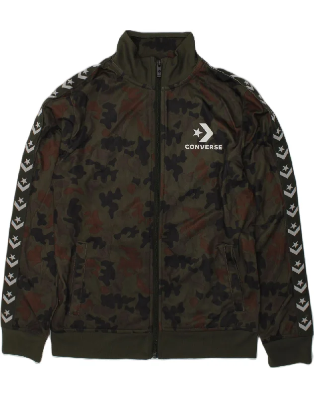 men's casual blazers -CONVERSE Boys Tracksuit Top Jacket 12-13 Years Large  Khaki Camouflage