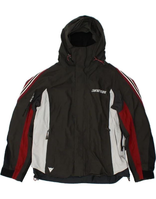 men's bomber jackets -DAINESE Mens Graphic Hooded Windbreaker Jacket UK 42 XL Black Colourblock