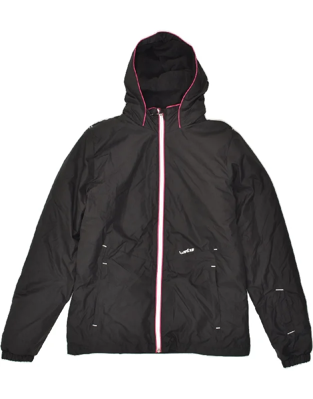 men's trench jackets for winter -DECATHLON Mens Hooded Rain Jacket UK 36 Small Black Polyester