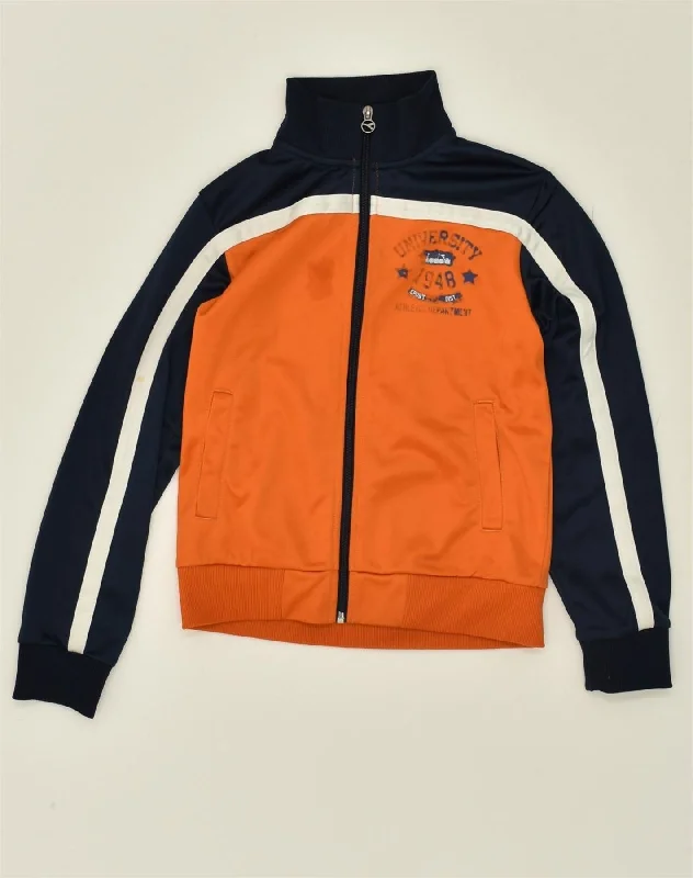 men's lightweight windbreakers -DIADORA Boys Tracksuit Top Jacket 9-10 Years Large Orange Colourblock