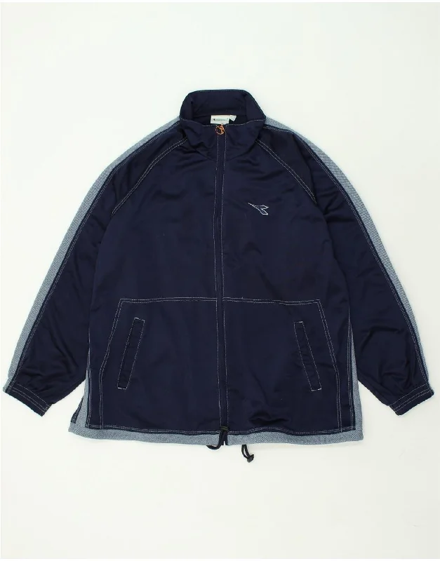 men's quilted jackets for rain -DIADORA Mens Windbreaker Jacket UK 46 3XL Navy Blue Polyester