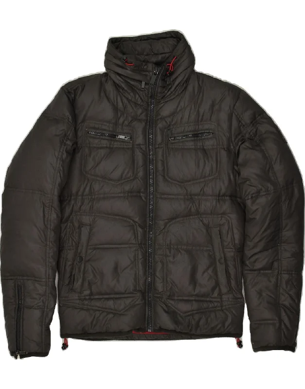 men's stylish outdoor jackets -DIESEL Mens Padded Jacket UK 36 Small Black Nylon