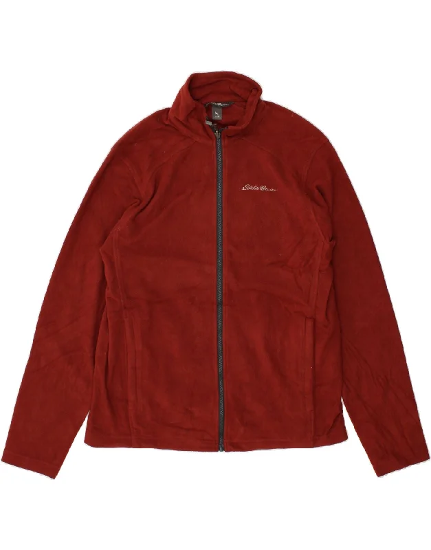 men's bomber jackets -EDDIE BAUER Mens Fleece Jacket UK 38 Medium Maroon Polyester