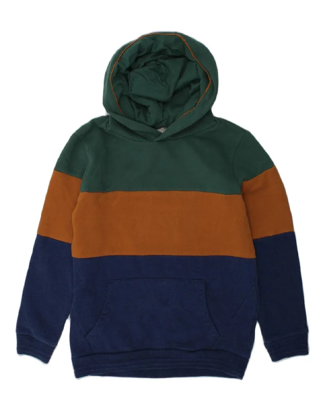 men's printed fleece sweatshirts -FAT FACE Boys Hoodie Jumper 10-11 Years Multicoloured Colourblock Cotton