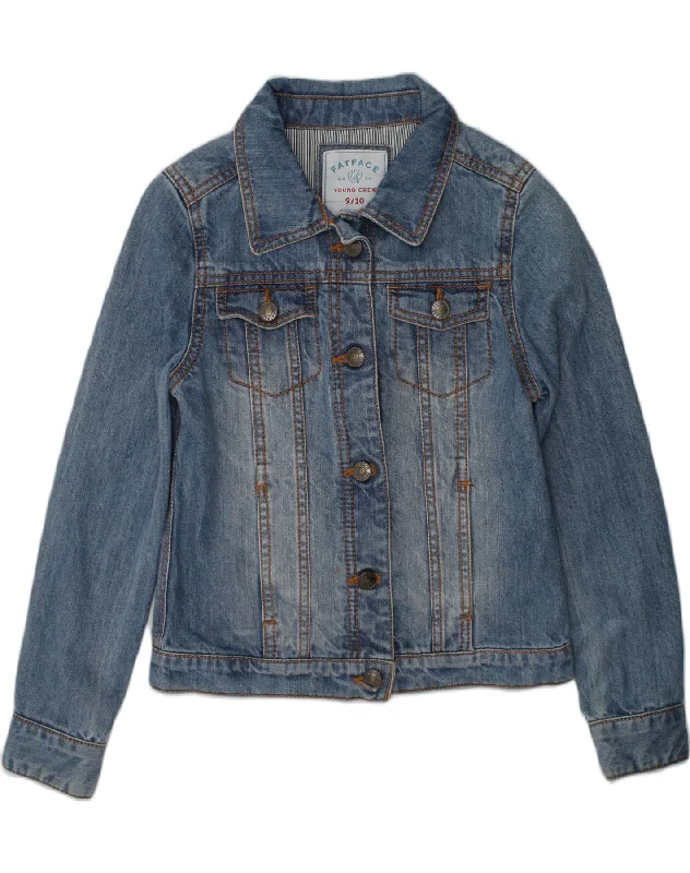 men's tailored jackets -FAT FACE Girls Denim Jacket 9-10 Years Blue Cotton