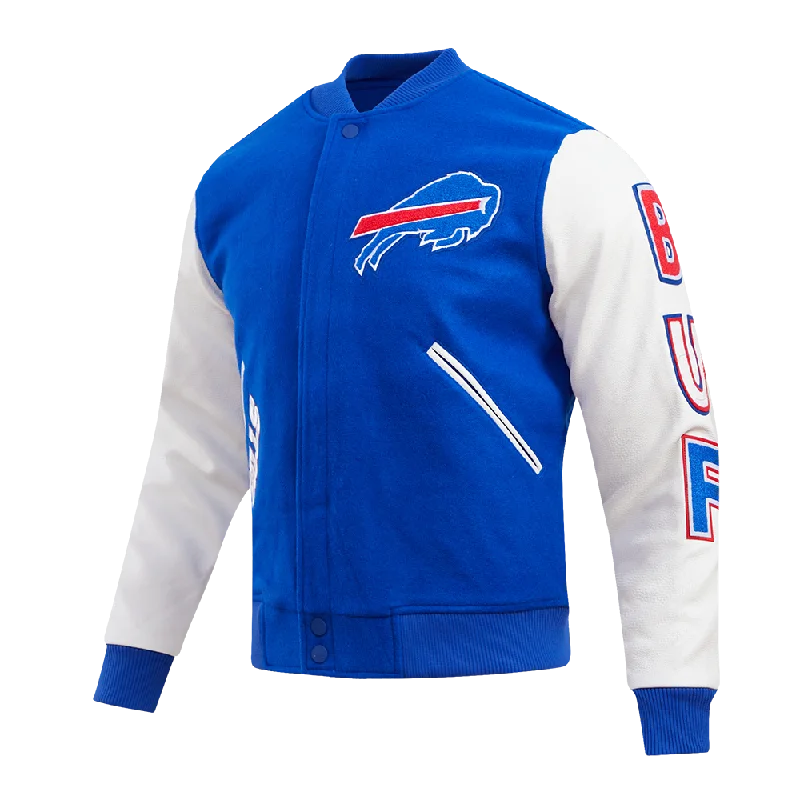 men's insulated jackets -NFL BUFFALO BILLS CLASSIC WOOL MEN'S VARSITY JACKET (ROYAL/WHITE)