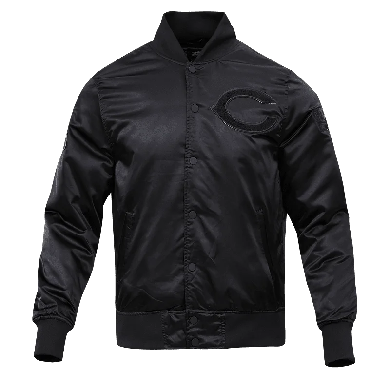 men's formal winter jackets -NFL CHICAGO BEARS TRIPLE BLACK MEN'S SATIN JACKET (TRIPLE BLACK)