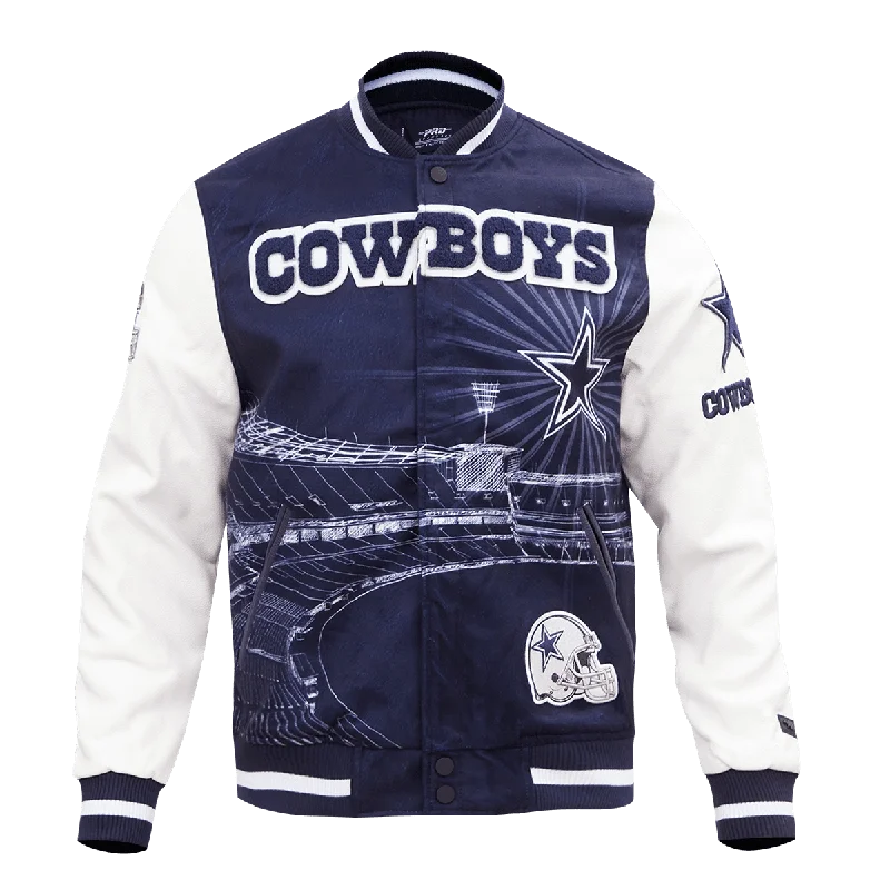 men's high-performance jackets -NFL DALLAS COWBOYS REMIX VARSITY MEN'S JACKET (MIDNIGHT NAVY/WHITE)