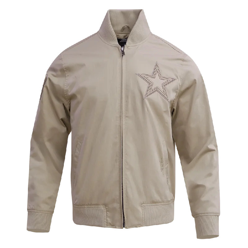 men's insulated jackets for snow -NFL DALLAS COWBOYS NEUTRAL TWILL JACKET (TAUPE)