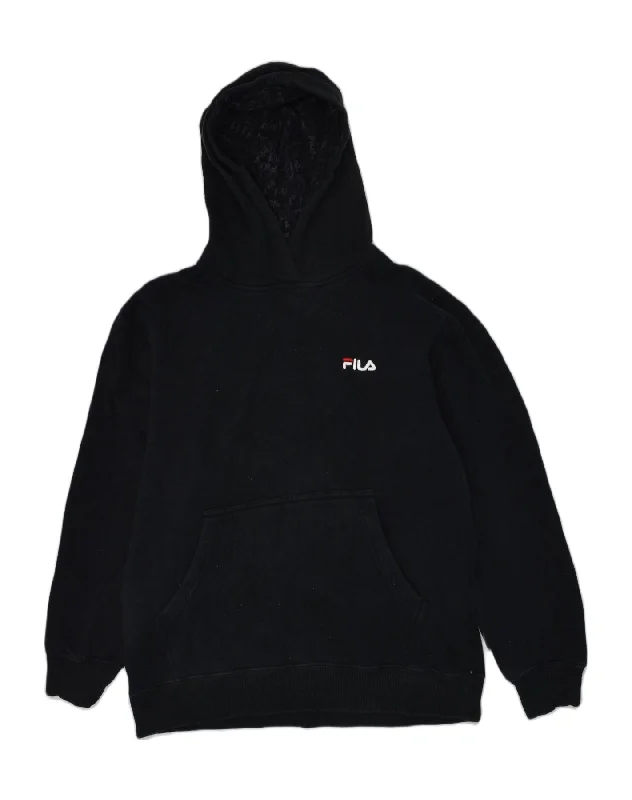 men's cozy hoodies -FILA Boys Hoodie Jumper 14-15 Years Large Black Cotton