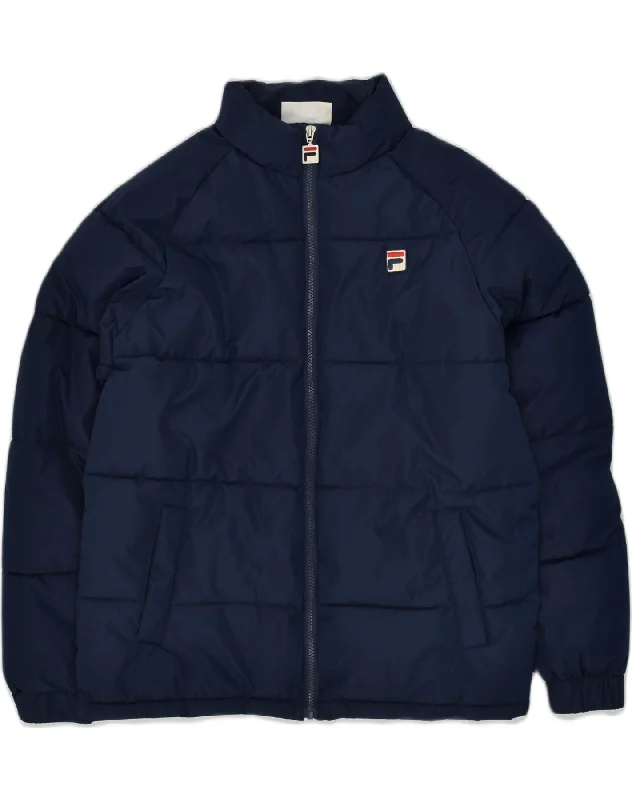 men's comfortable fleece jackets -FILA Boys Padded Jacket 13-14 Years Navy Blue Polyester