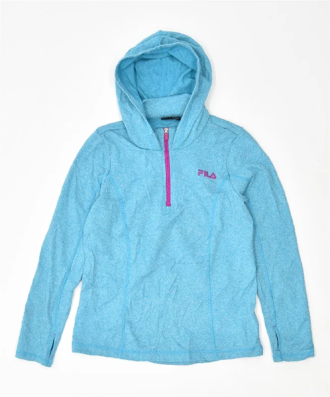 men's hoodie for outdoor workouts -FILA Girls Hoodie Jumper 15-16 Years XL Blue Polyester