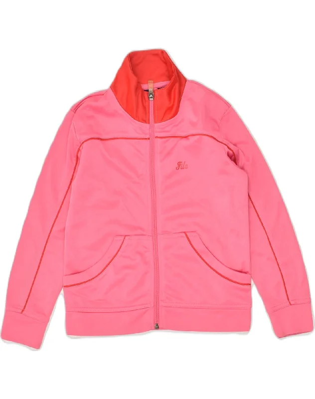 men's workwear jackets -FILA Girls Tracksuit Top Jacket 5-6 Years XS Pink Polyester