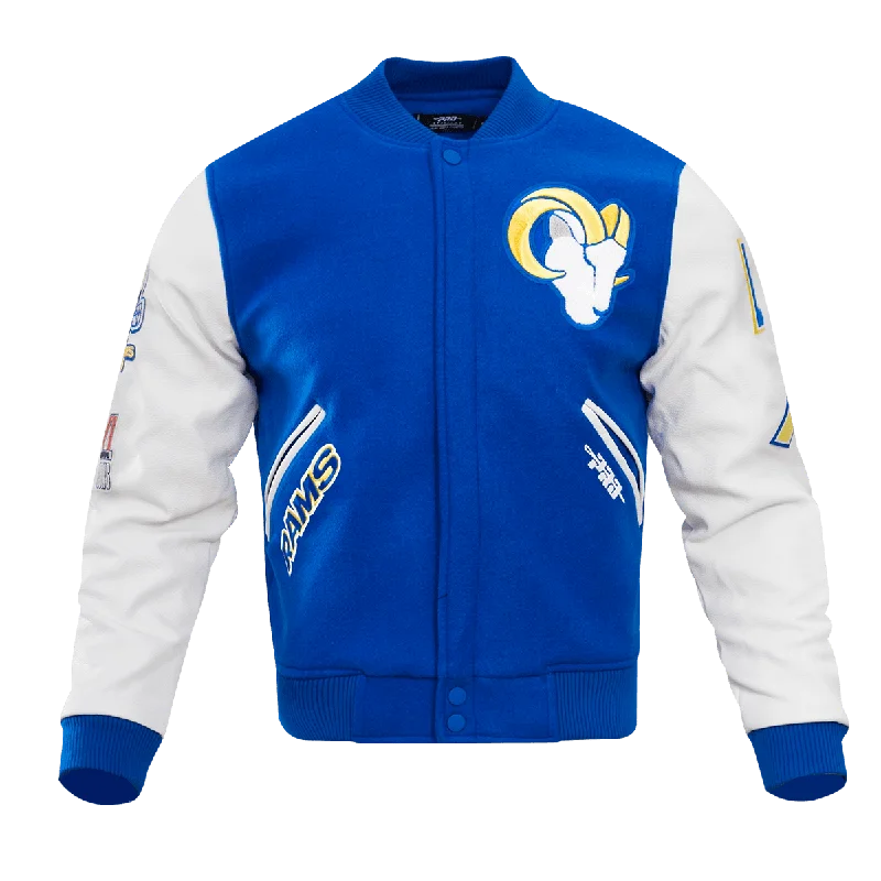 men's warm and insulated jackets -NFL LOS ANGELES RAMS CLASSIC WOOL MEN'S VARSITY JACKET (BLUE/WHITE)