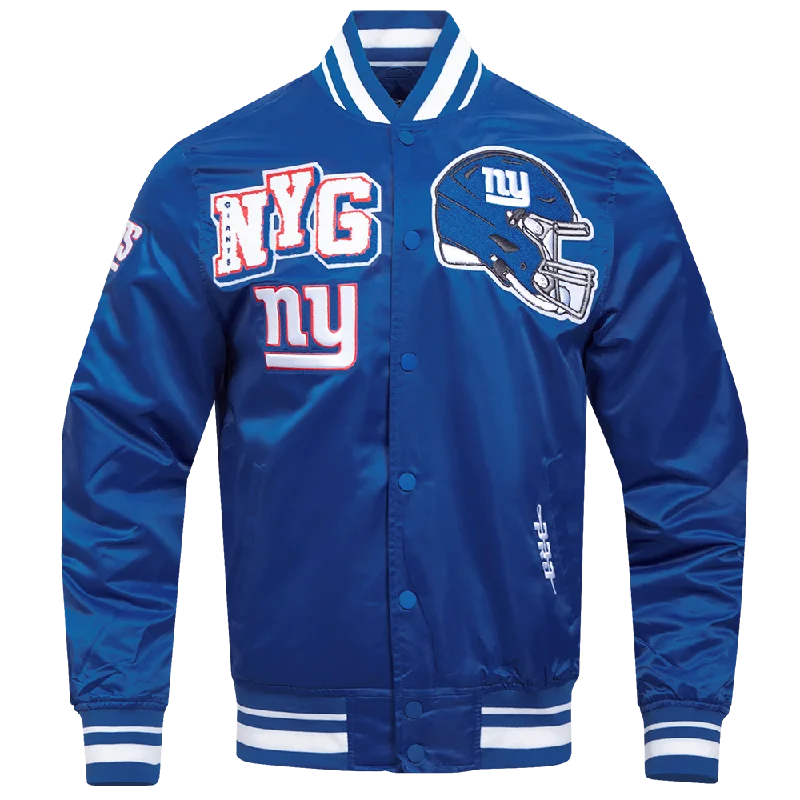 men's denim jackets -NFL NEW YORK GIANTS MASHUP MEN'S RIB SATIN JACKET (DODGER BLUE)