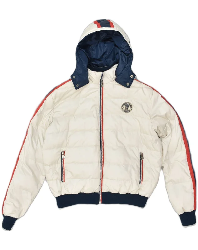 men's waterproof jackets -FRANKIE GARAGE Boys Hooded Padded Jacket 15-16 Years White Polyester