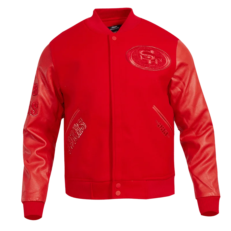 men's jacket for autumn wear -NFL SAN FRANCISCO 49ERS CLASSIC TRIPLE RED WOOL MEN'S VARSITY JACKET (TRIPLE RED)