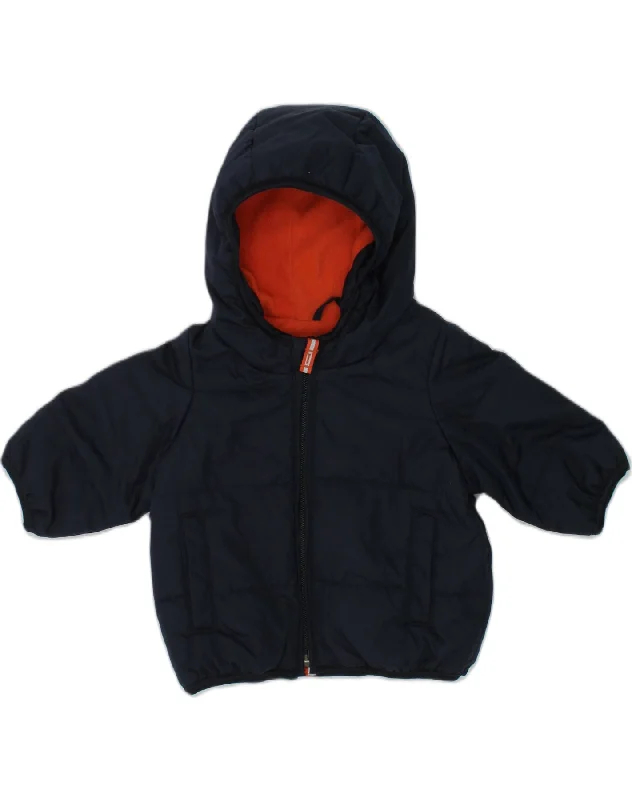 men's zip-up jackets -GAP Baby Boys Hooded Padded Jacket 3-6 Months Navy Blue Polyester