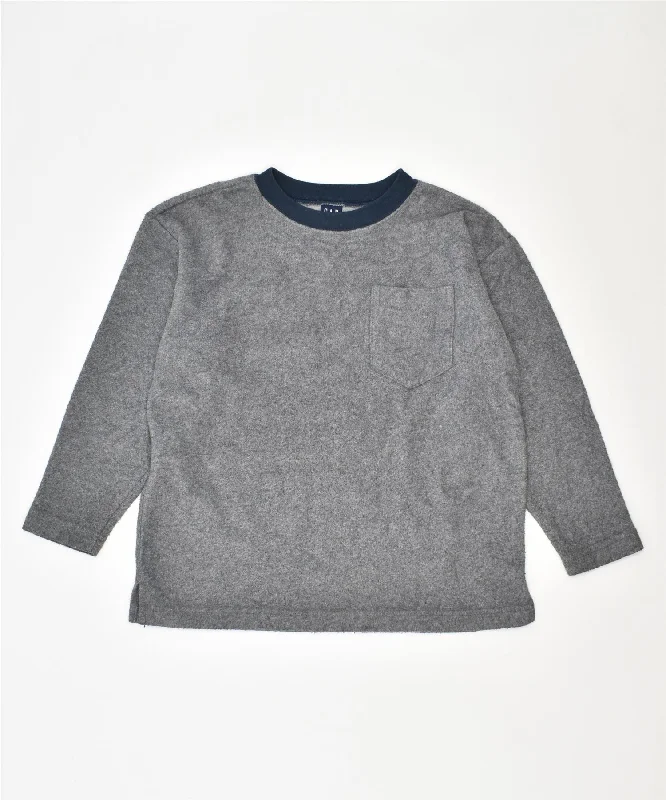 men's hoodie for layering -GAP Boys Fleece Sweatshirt Jumper 8-9 Years Small Grey Polyester