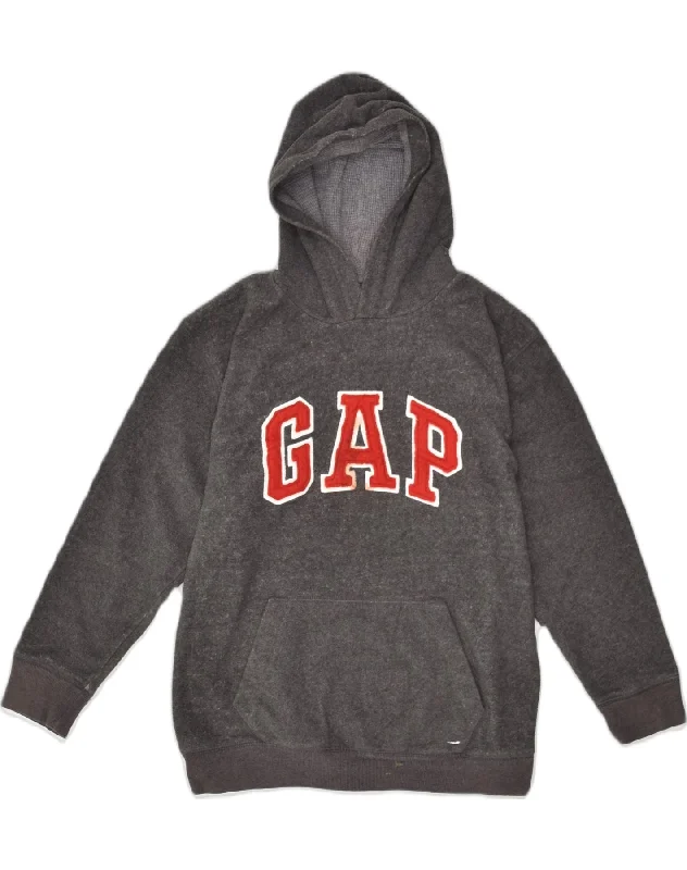 men's hoodie with unique design -GAP Boys Graphic Hoodie Jumper 10-11 Years Grey Cotton