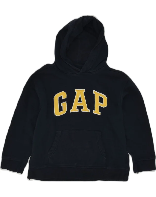 men's hoodie for sports activities -GAP Boys Graphic Hoodie Jumper 10-11 Years L Navy Blue Cotton