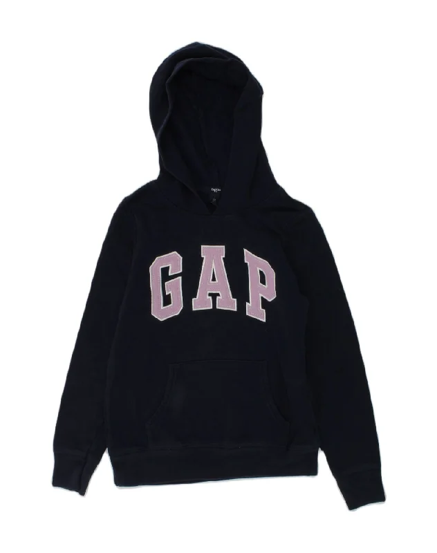 men's hoodie for snowboarding -GAP Boys Graphic Hoodie Jumper 10-11 Years Large Navy Blue Cotton