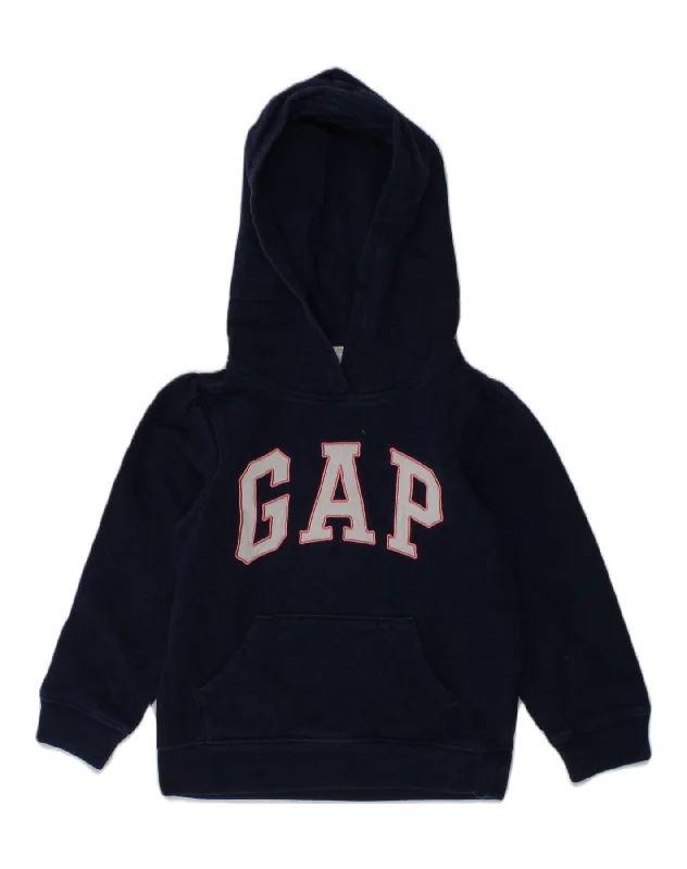 men's hoodies with logos -GAP Boys Graphic Hoodie Jumper 4-5 Years Navy Blue Cotton