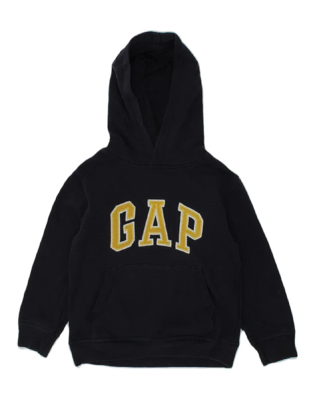 men's casual hoodies -GAP Boys Graphic Hoodie Jumper 6-7 Years Small Navy Blue Cotton