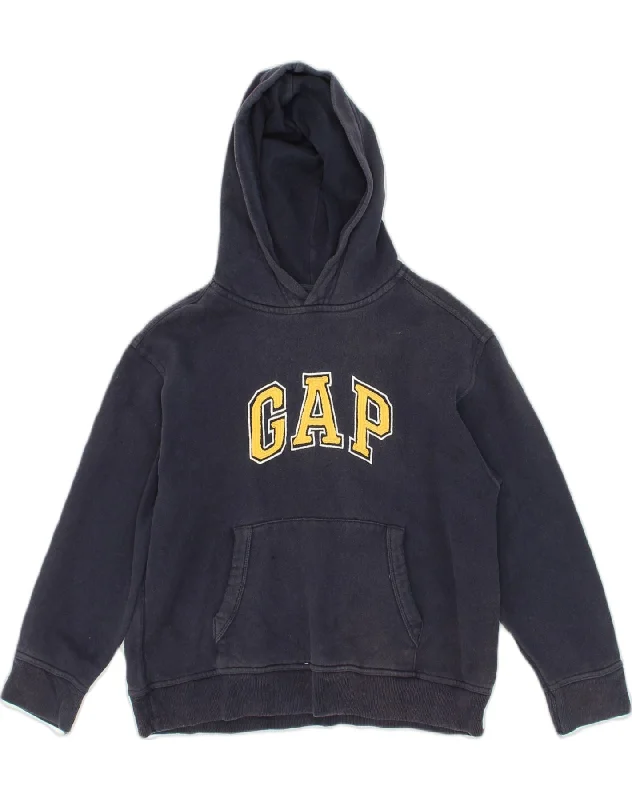 men's hoodie for snowboarding -GAP Boys Graphic Hoodie Jumper 8-9 Years Navy Blue Cotton