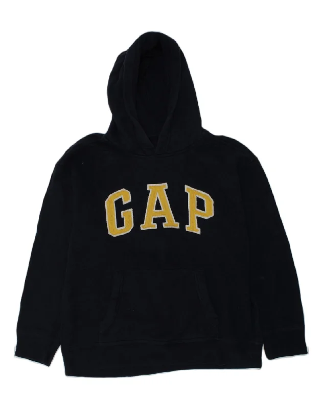 men's hoodie for winter sports -GAP Boys Graphic Hoodie Jumper 9-10 Years Large Navy Blue Cotton