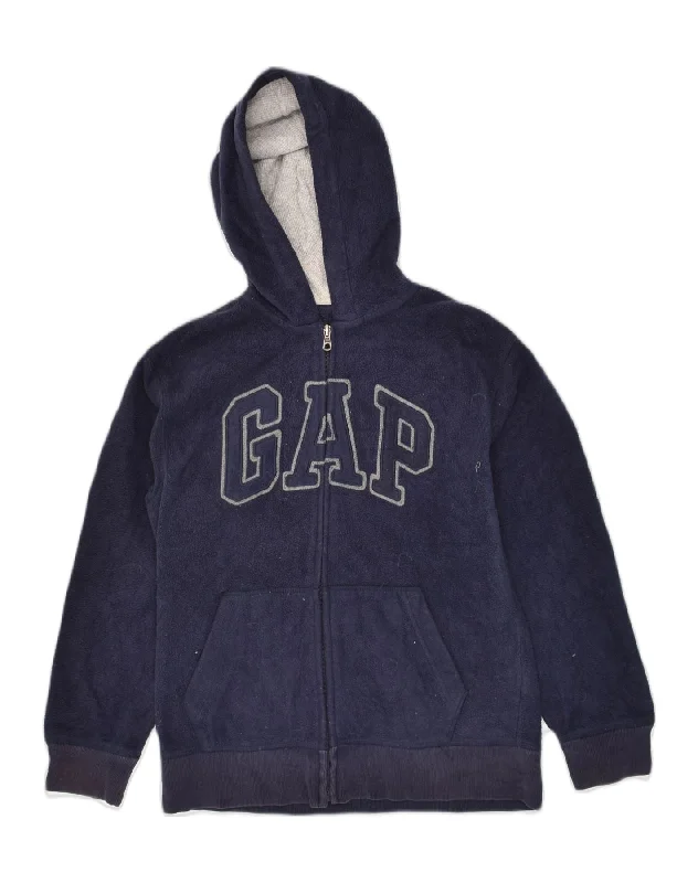 men's trench jackets for winter -GAP Boys Hooded Graphic Fleece Jacket 14-15 Years 2XL Navy Blue Polyester