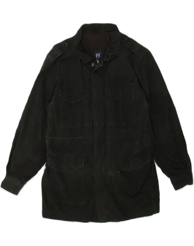 men's puffer jackets -GAP Boys Utility Jacket 12-13 Years Black Cotton