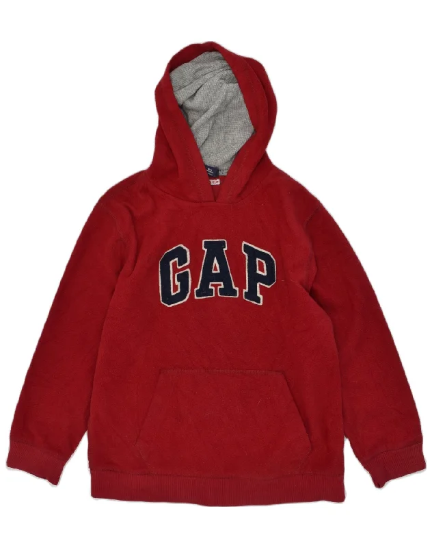 men's hoodie for outdoor wear -GAP Girls Graphic Fleece Hoodie Jumper 10-11 Years Burgundy Polyester