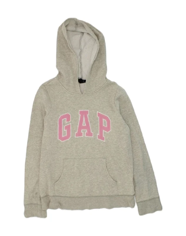 men's pullover sweatshirts -GAP Girls Graphic Hoodie Jumper 12-13 Years Grey Cotton