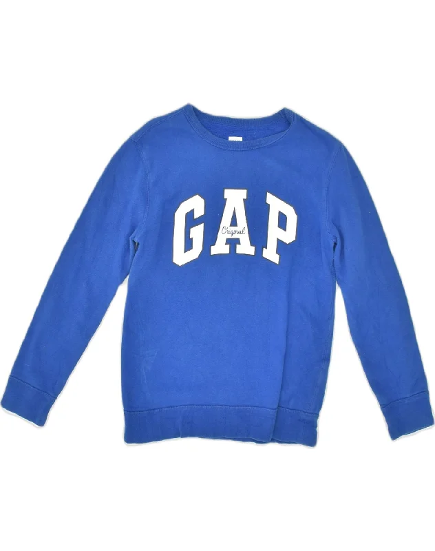 men's streetwear hoodies -GAP Girls Graphic Sweatshirt Jumper 12-13 Years 2XL Blue Cotton