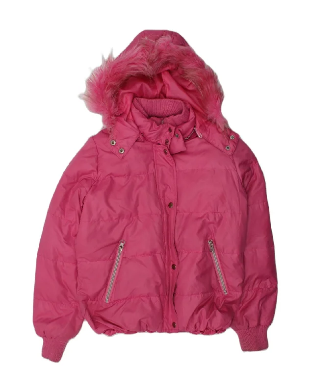 men's waterproof puffer jackets -GAUDI Girls Hooded Padded Jacket 15-16 Years Pink Polyester