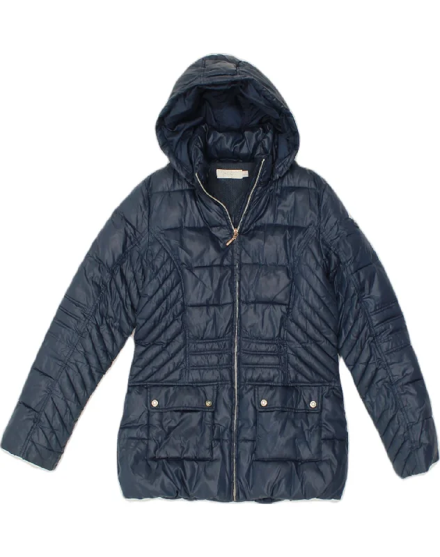 men's quilted jackets for winter -GEOX Girls Hooded Padded Jacket 11-12 Years Navy Blue Polyester