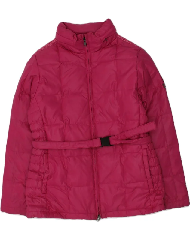 men's zip-up hooded jackets -GEOX Girls Hooded Padded Jacket 9-10 Years Pink Polyamide