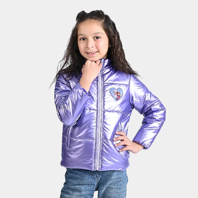 men's winter coats with fur -Girls Mix taffeta Quilted Jacket Elsa & Enna-Purple