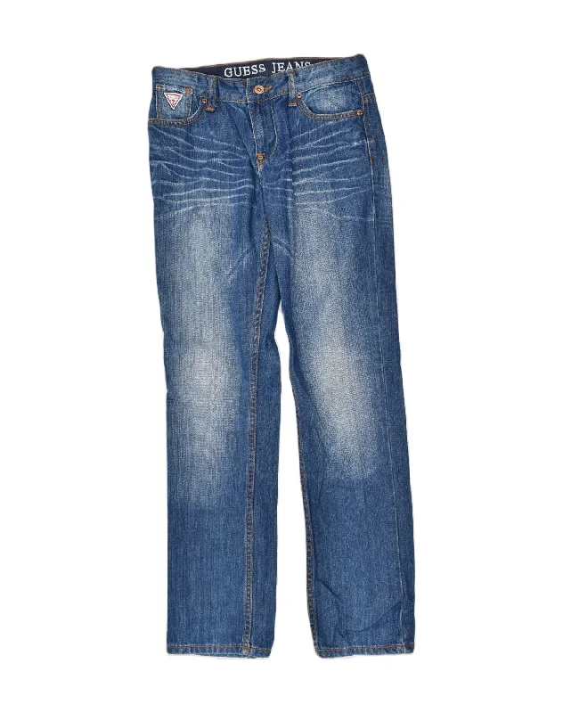 GUESS Boys Straight Jeans 10-11 Years W28 L30 Blue Cotton