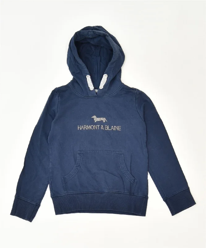 men's hoodies with slogans -HARMOUNT & BLAINE Girls Graphic Hoodie Jumper 7-8 Years Navy Blue