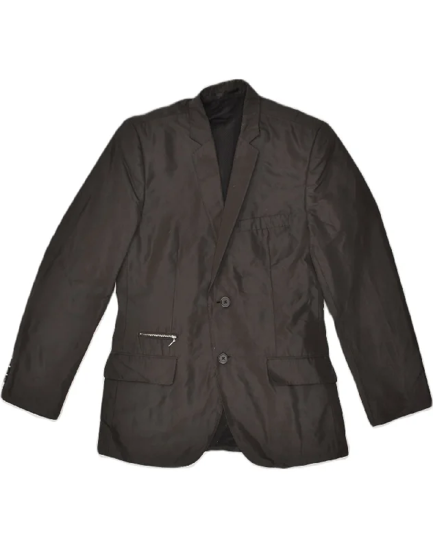 men's softshell jackets -JACK & JONES Boys 2 Button Blazer Jacket 13-14 Years Black Polyester