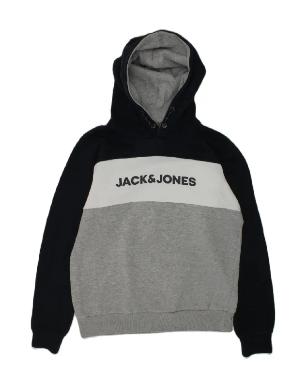 men's hoodies for winter -JACK & JONES Girls Graphic Hoodie Jumper 15-16 Years Grey Colourblock