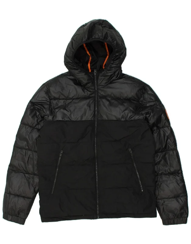 men's stylish parkas -JACK & JONES Mens Core Hooded Padded Jacket UK 40 Large Black