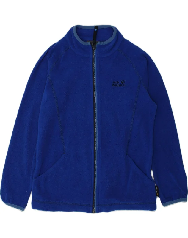 men's athletic jackets for outdoor -JACK WOLFSKIN Boys Fleece Jacket 9-10 Years Navy Blue Polyester