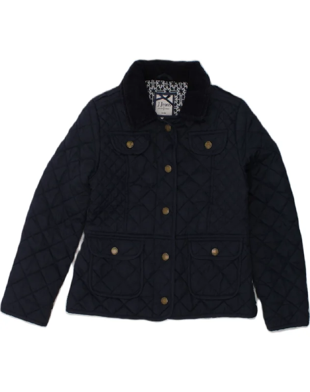 men's lightweight jackets -JASPER CONRAN Girls Quilted Jacket 7-8 Years Navy Blue Polyester